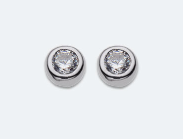 Baby Silver Round Cubic Earring img