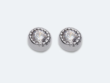 Baby Silver Round Cubic Earring img