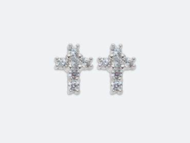 Baby Silver Cubic Cross Earring img