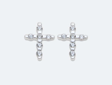 Baby Silver Cubic Cross Earring img