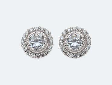 Silver Round Cubic Earrings img
