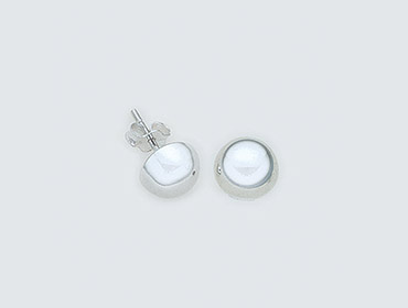 Silver Half Round Stud Earrings img
