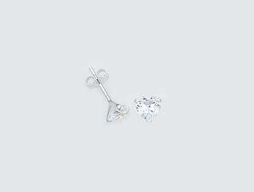 Silver Earrings Heart 3 Claw img