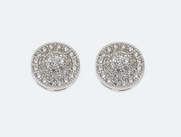 Silver Round Cubic Earrings img