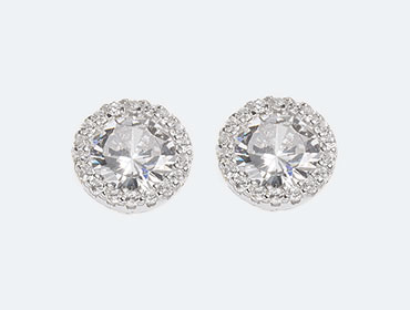 Silver Cubic Round Earrings img