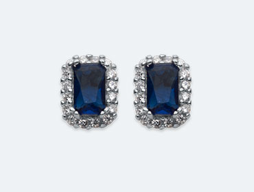 Silver Rectangle Tanzanite Cubic Earrings img