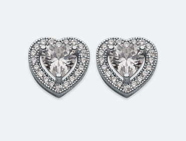 Silver Heart Cubic Earrings img