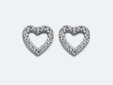 Silver Heart Cubic Earrings img