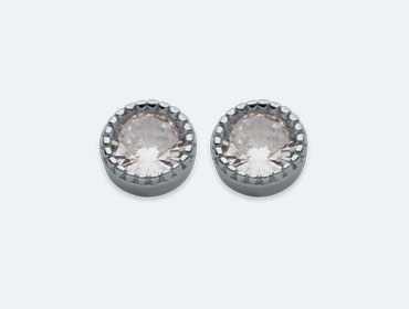 Silver Round Cubic Earrings img