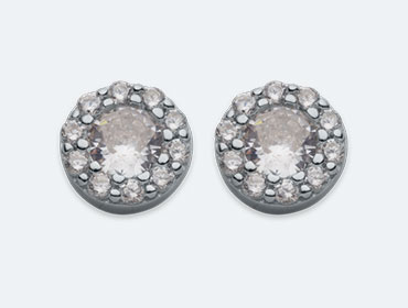 Silver Round Cubic Earrings img
