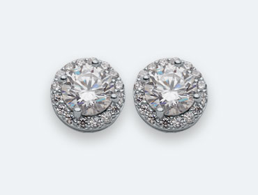 Silver Round Cubic Earrings img