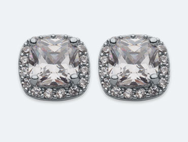 Silver Square Cubic Earrings img