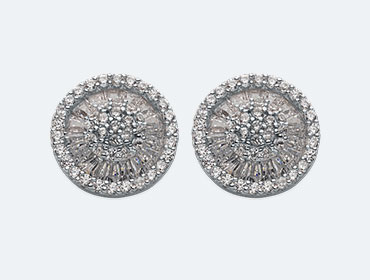 Silver Round Cubic Earrings img
