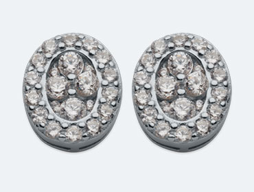 Silver Oval Cubic Earrings img