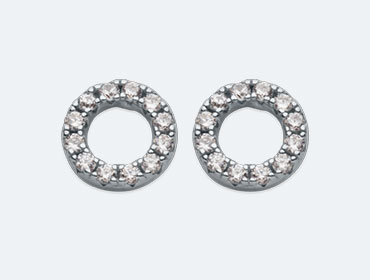 Silver Round Cubic Earrings img