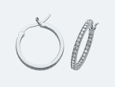 Silver Cubic Hoop Earrings img