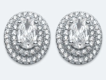 Silver Oval Cubic Earrings img