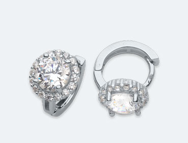 Silver Round Cubic Earrings img
