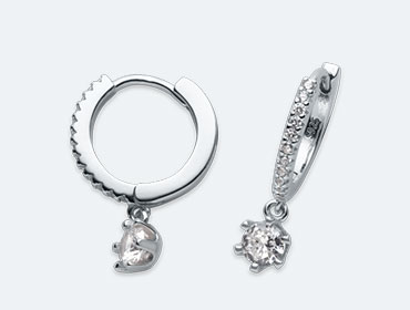 Silver Cubic Hoop Earrings img