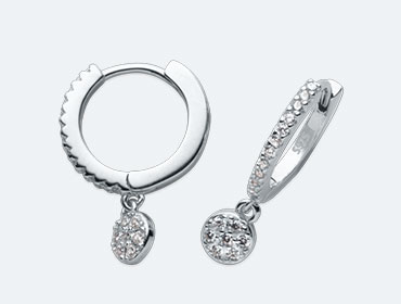 Silver Cubic Hoop Earrings img