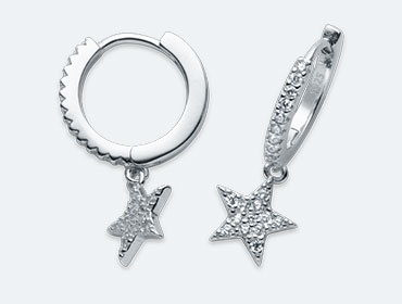 Silver Cubic Hoop Earrings img